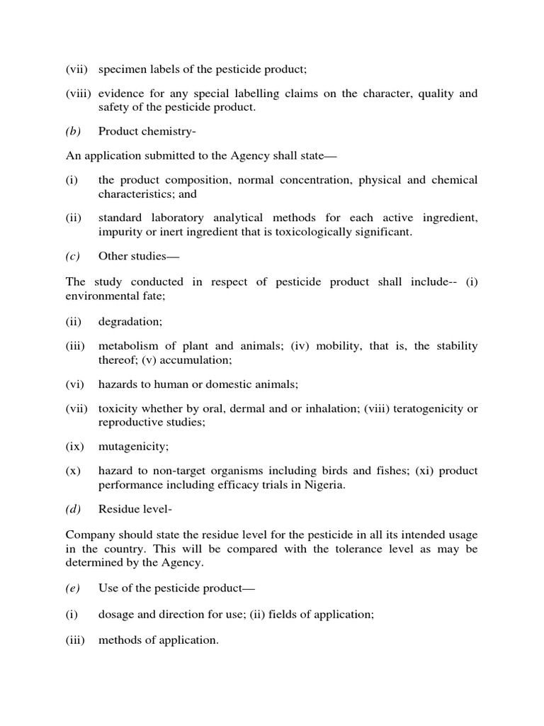 Nafdac Act Cap N. 1 LFN 2004 PDF Foods Pesticide