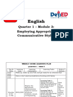 English: Quarter 1 - Module 3: Employing Appropriate Communicative Styl