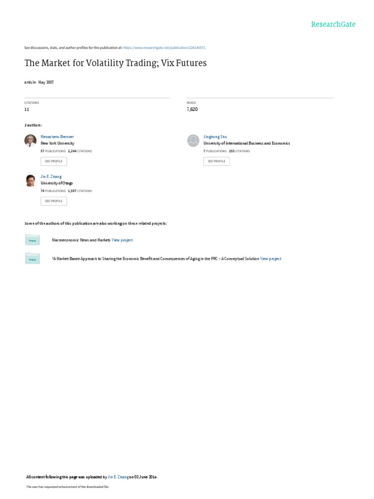VIX Futures: Analyzing Volatility Trading | PDF | Vix | Volatility ...