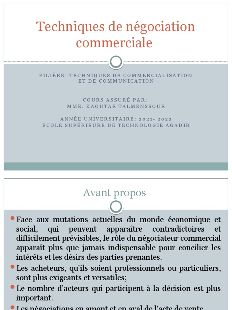 Techniques de Négociation d'Achat | PDF | Négociation | la communication