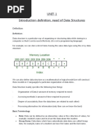 UNIT-1 Introduction-Definition, Need of Data Structures