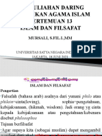 Perkuliahan Daring Pendidikan Agama Islam Pertemuan 13 Islam Dan Filsafat