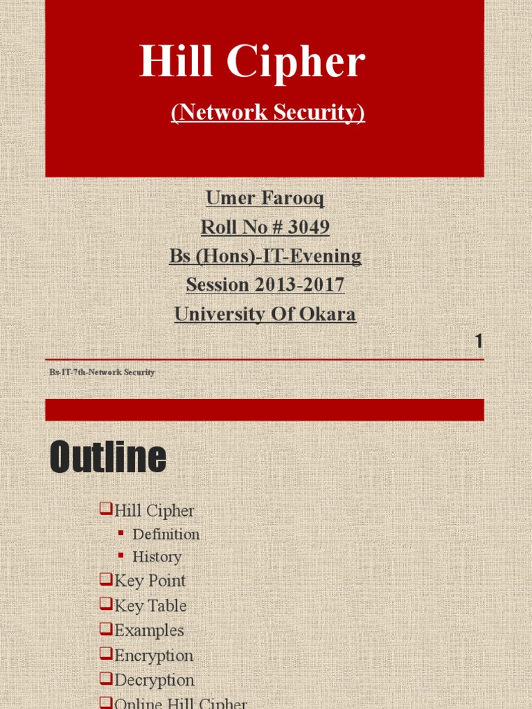 Hill Cipher: Encryption & Decryption Guide | PDF | Computer Security ...