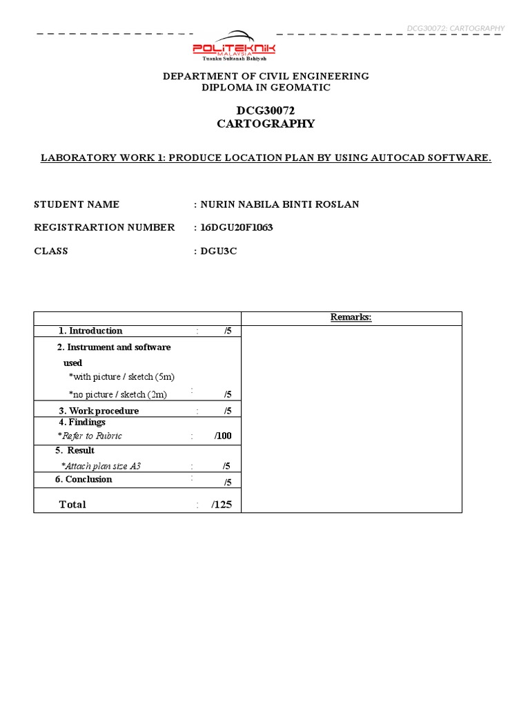 Cartography Lab Report by Nurin Nabila | PDF | Cartography | Map