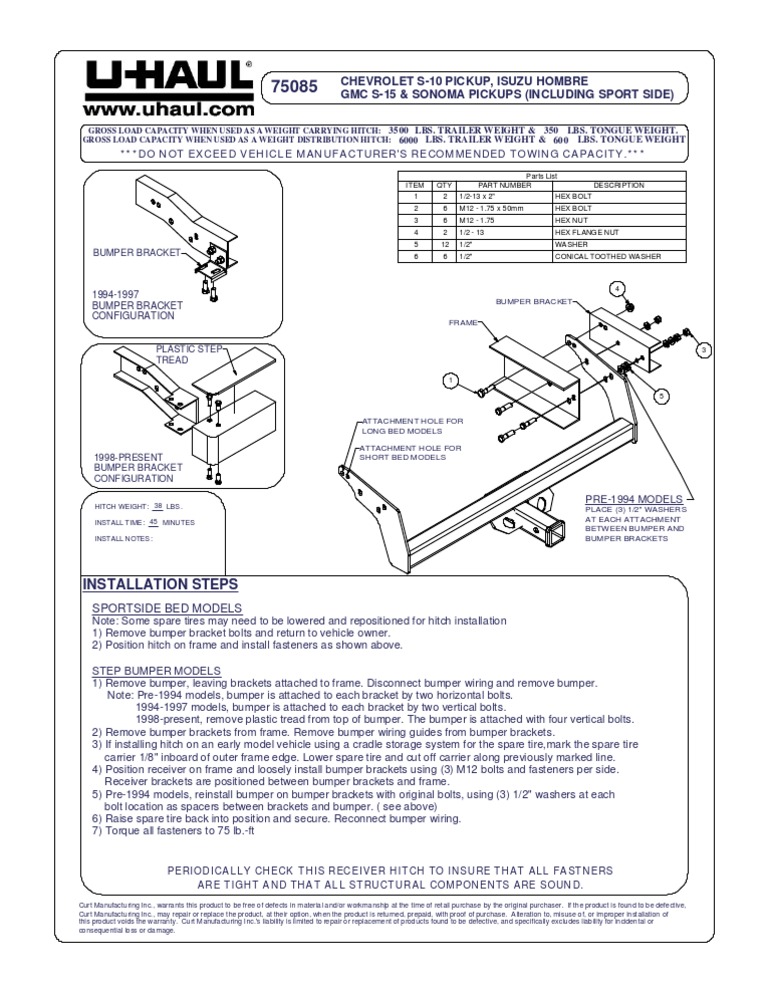 Uhaul Hitch 75085 Vehicle Industry Motor Vehicle