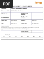 Assignment 2 Front Sheet