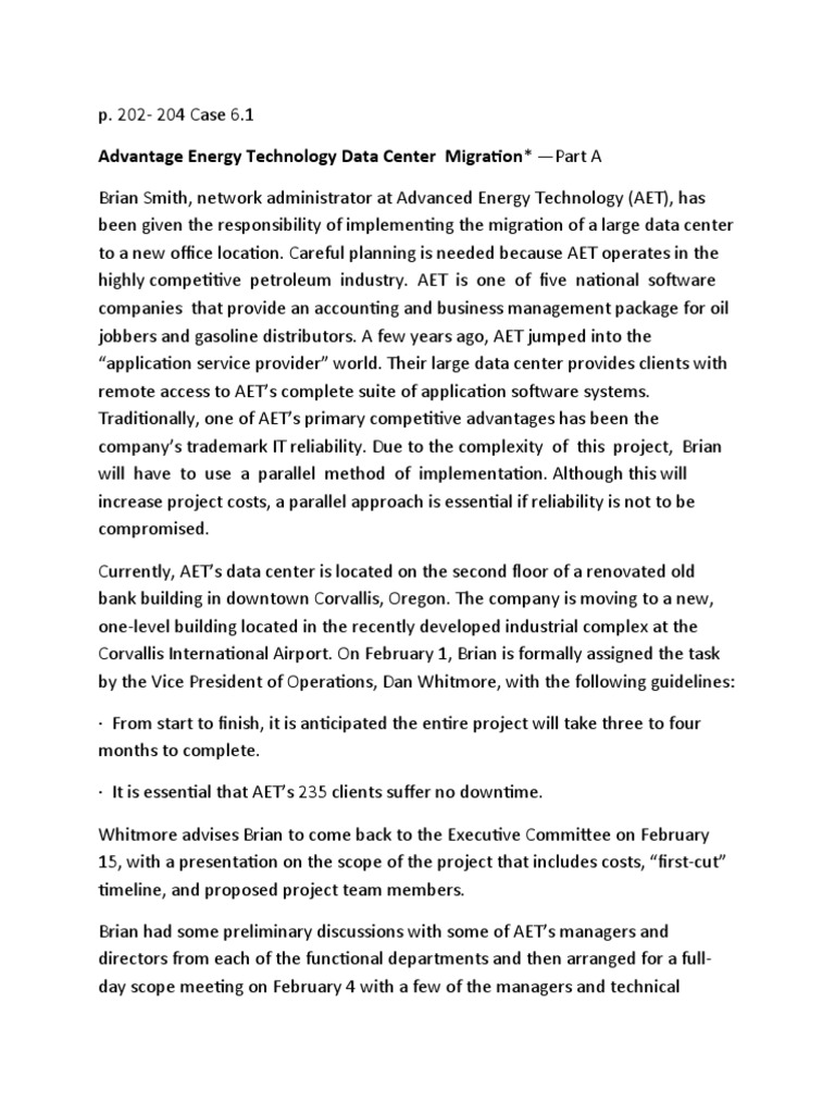 Advantage Energy Technology Data Center Migration | PDF | Data Center ...