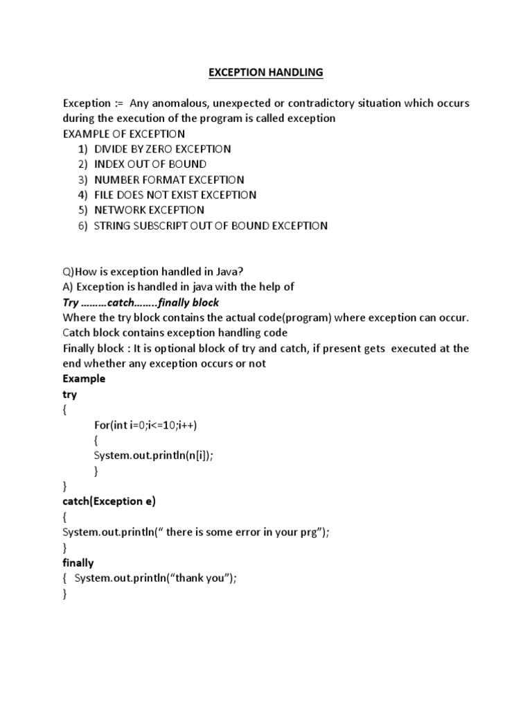 A Comprehensive Guide to Exception Handling in Java Exploring Try