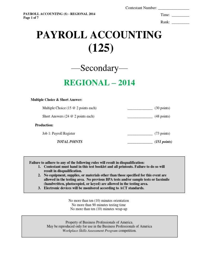 Payroll Accounting Secondary PDF Payroll Employee Relations
