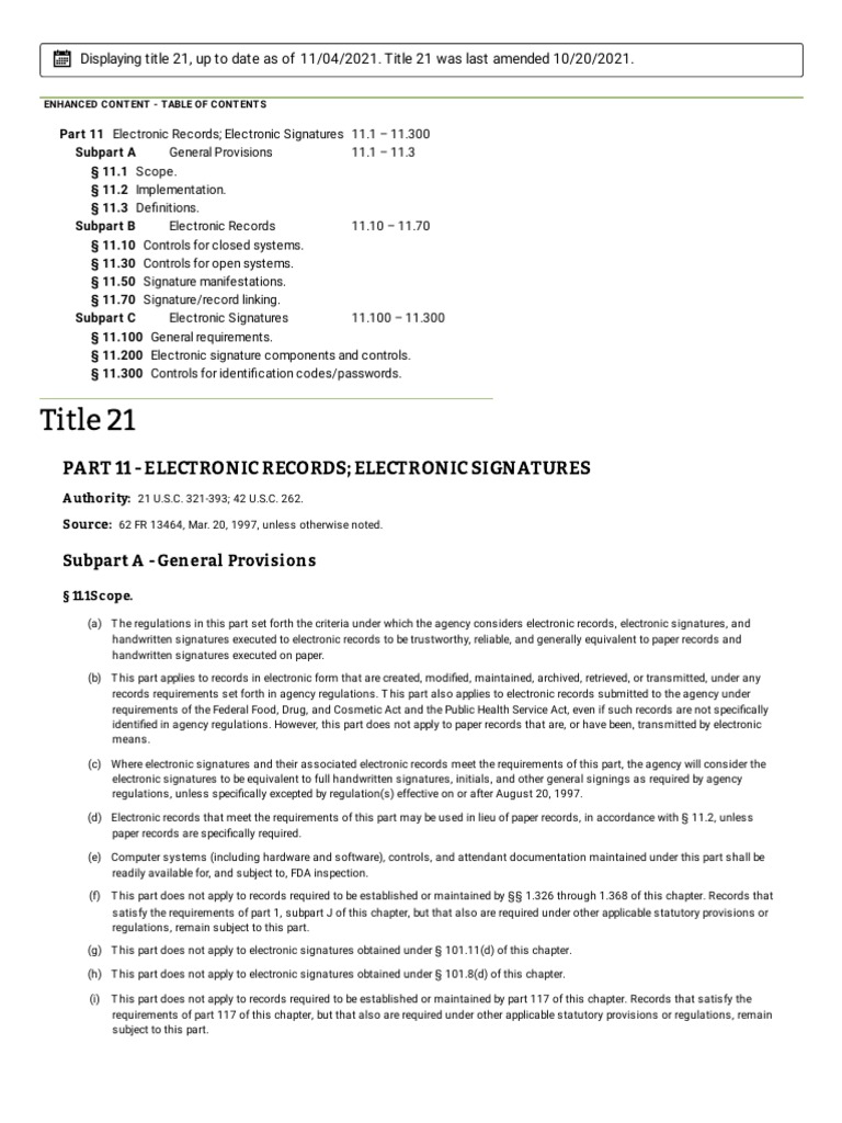 21 Cfr Electronic Signatures , 21 CFR Part 11 : la sécurité & la ...