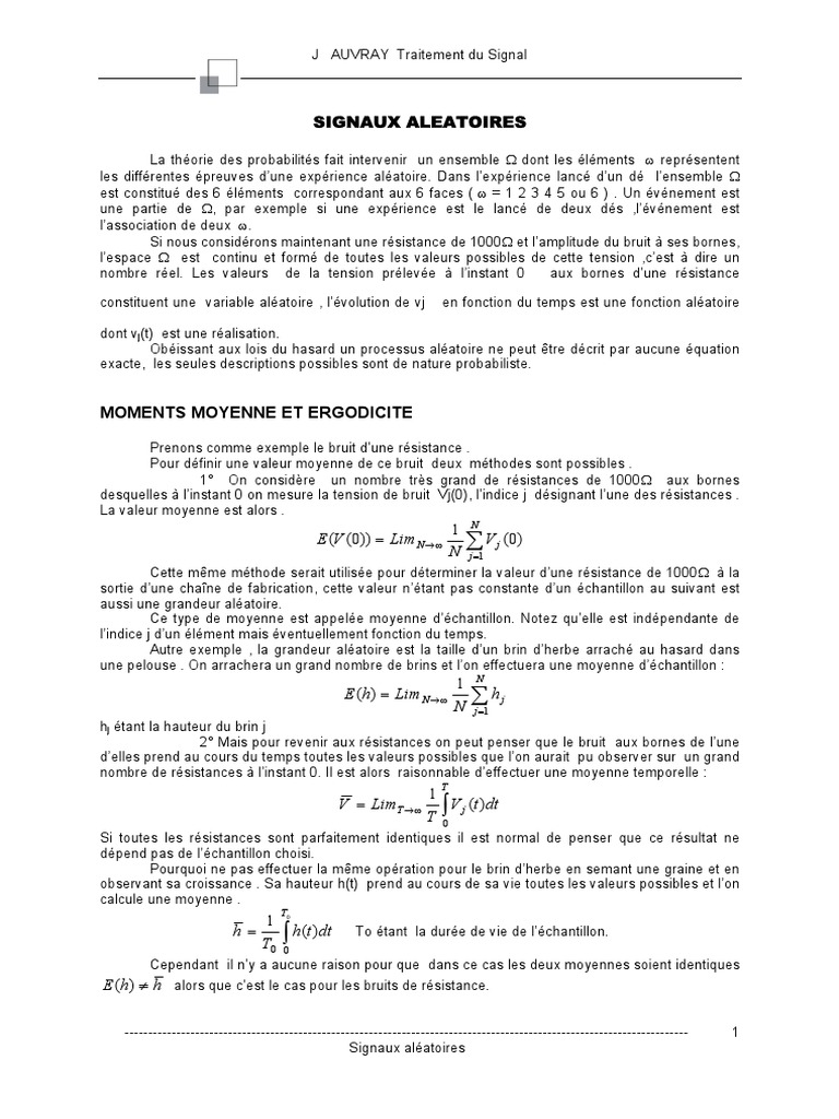 Signaux aleatoire descargar gratis pdf loi normale hasard
