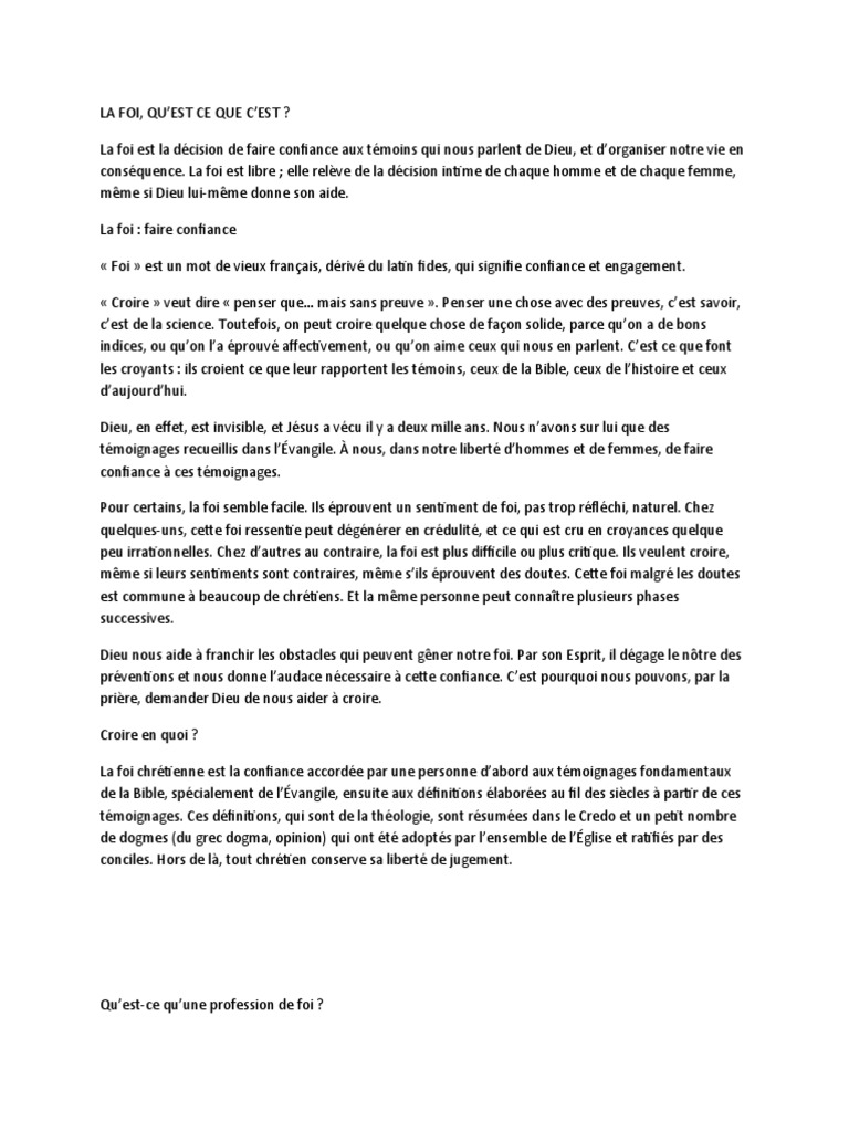 Comprendre la foi chrétienne | PDF | Profession de foi | Dieu