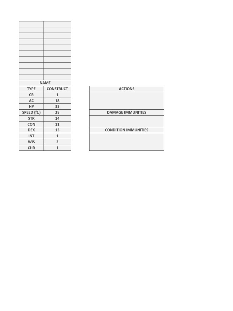 Monster Stat Block Template | PDF