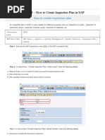 SAP QM - How To Create Inspection Plan in SAP