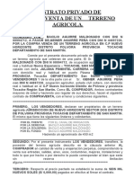 Contrato Privado de Compraventa de Un Terreno Agricola