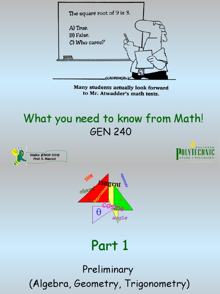 What You Need To Know From Math!: Statics (ENGR 2214) Prof. S. Nasseri ...