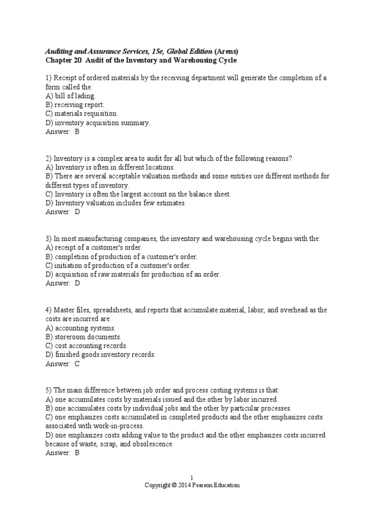 Chapter 20 | PDF | Inventory | Audit