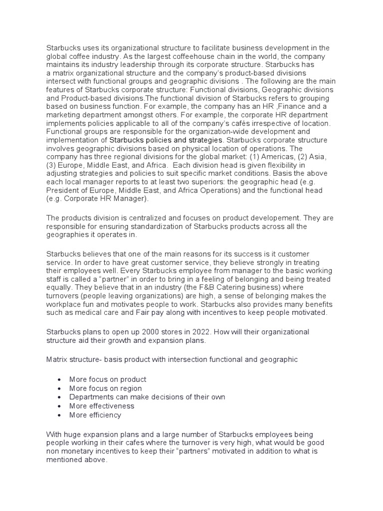 Starbucks Policies and Strategies Descargar gratis PDF Starbucks
