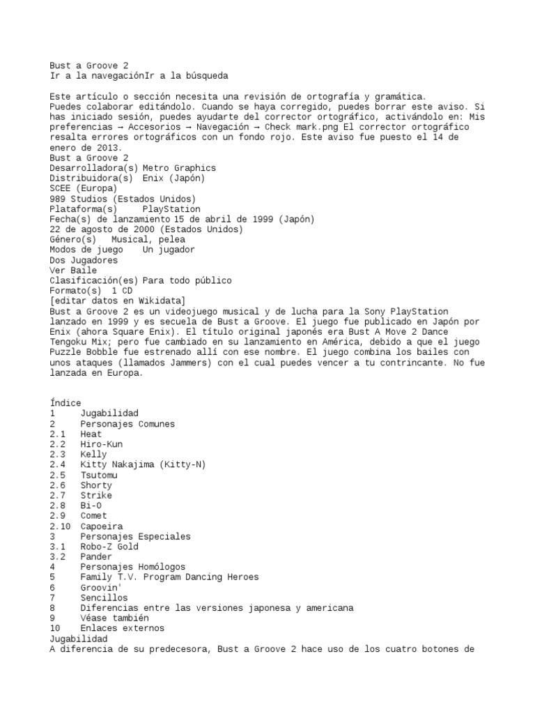 Bust A Groove 2 Technology PDF