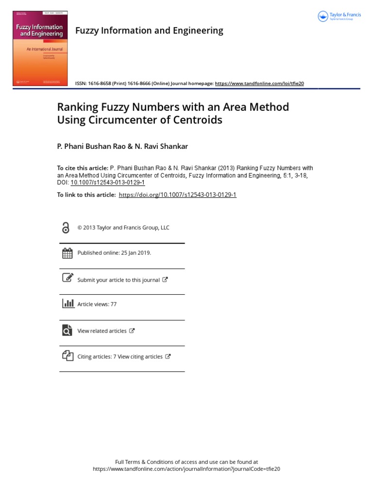 Ranking Fuzzy Numbers With An Area Method Using Circumcenter of ...
