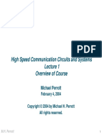 High Speed Communication Circuits and Systems Overview of Course