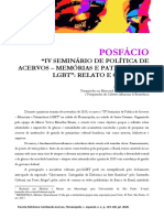 "Iv Seminário de Política de Acervos - Memórias e Patrimônios LGBT": Relato e Questões