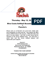 Panchos Flyer Costa Softball Fundraiser