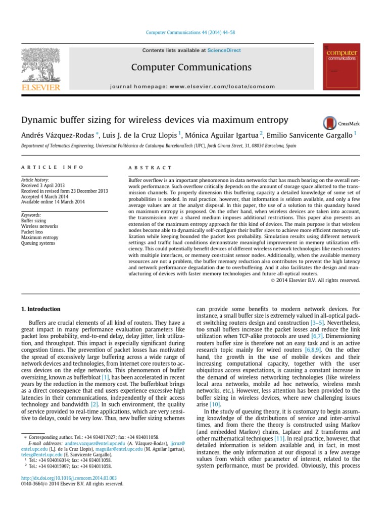 Dynamic Buffer Sizing for Wireless Devices | PDF | Computer Network ...