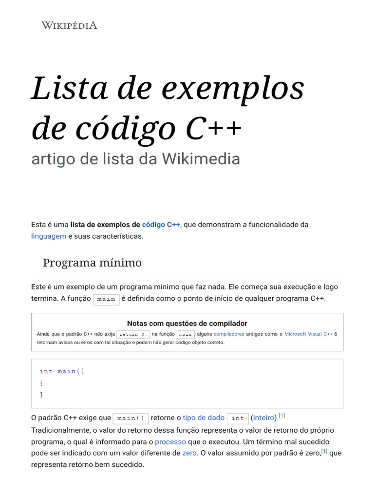 Exemplos de Código em C++ | PDF | C ++ | Método (programação de ...