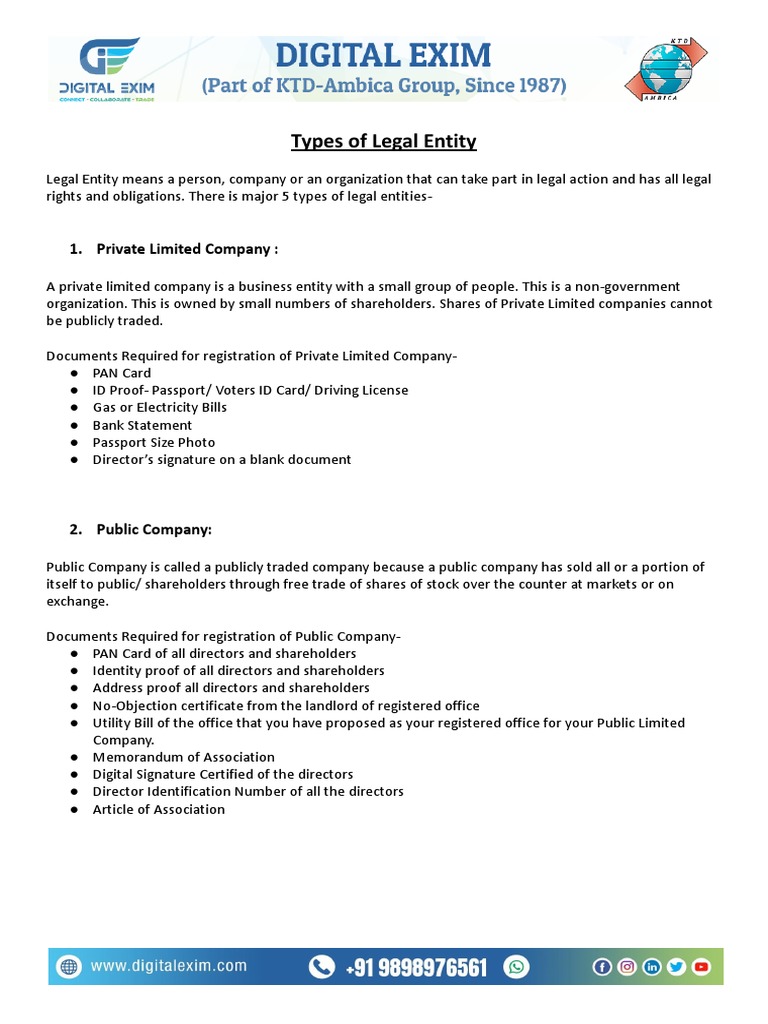 An InDepth Comparison of the Key Types of Legal Entities Private
