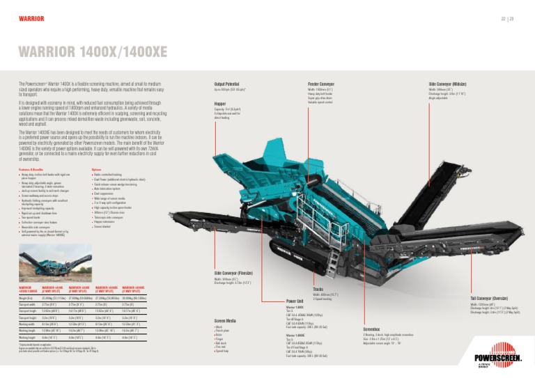 Powerscreen Warrior-1400X-and-1400XE | PDF | Machines | Manufactured Goods