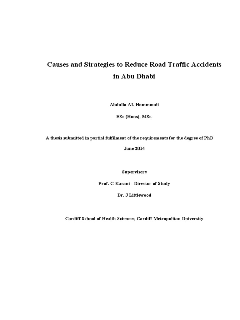 Causes and Strategies To Reduce Road Traffic Accidents | PDF | Traffic ...