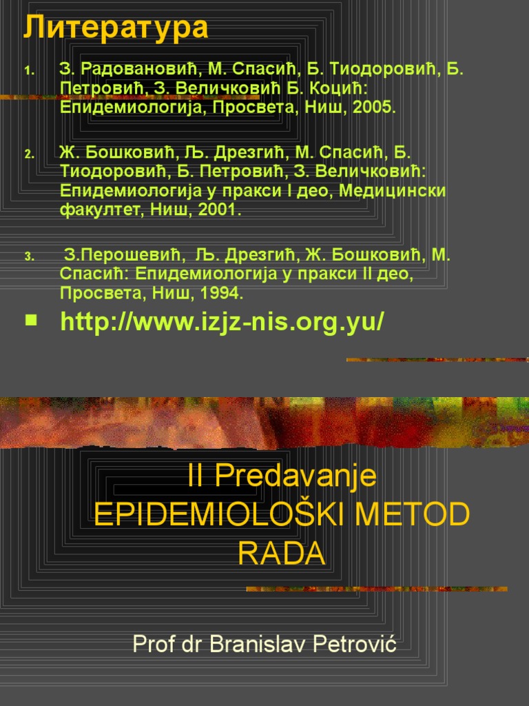 Epidemioloski Metod Rada | PDF