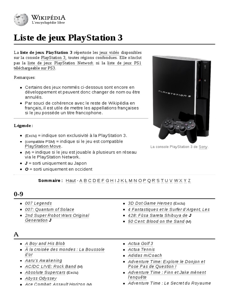 Liste de jeux PlayStation 3 — Wikipédia