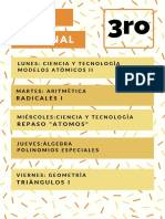 Plan semanal de 3ro con ciencia, álgebra y geometría