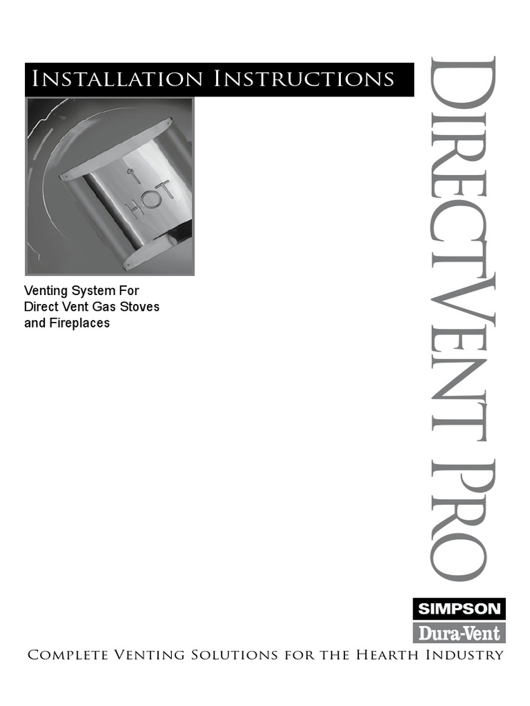 Installation Instructions Venting System For Direct Vent Gas Stoves