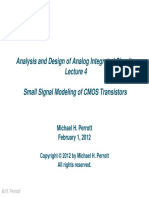 Analysis and Design of Analog Integrated Circuits Small Signal Modeling of CMOS Transistors