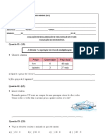 Avaliação de Matemática