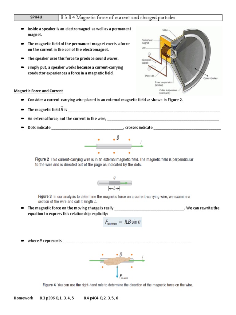 8.3-8.4 Magnetic Force of Current and Charged Particles Template | PDF ...