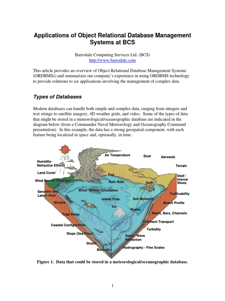 Applications of Object Relational Database Management Systems at BCS ...