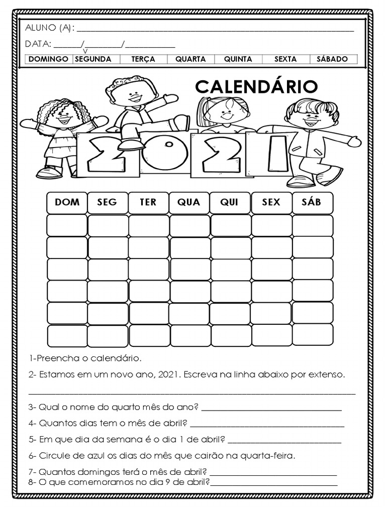 Atividades do Calendário de Abril | PDF | Carreira e Crescimento