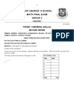 Saint George' S School Math Final Exam Group 2: Paper 1 (General Skills) Second Grade