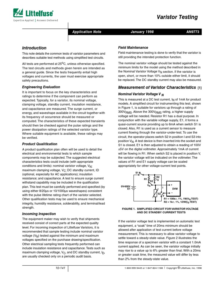 VARISTOR PDF Capacitor Electrical Network