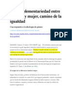 La complementariedad entre hombre y mujer, camino de la igualdad