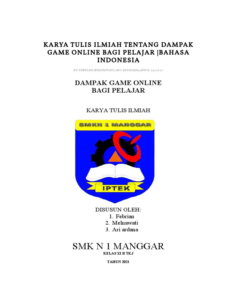 Karya Tulis Ilmiah Tentang Dampak Game Online Bagi Pelajar PDF