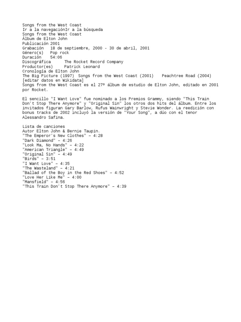 Songs From The West Coast PDF