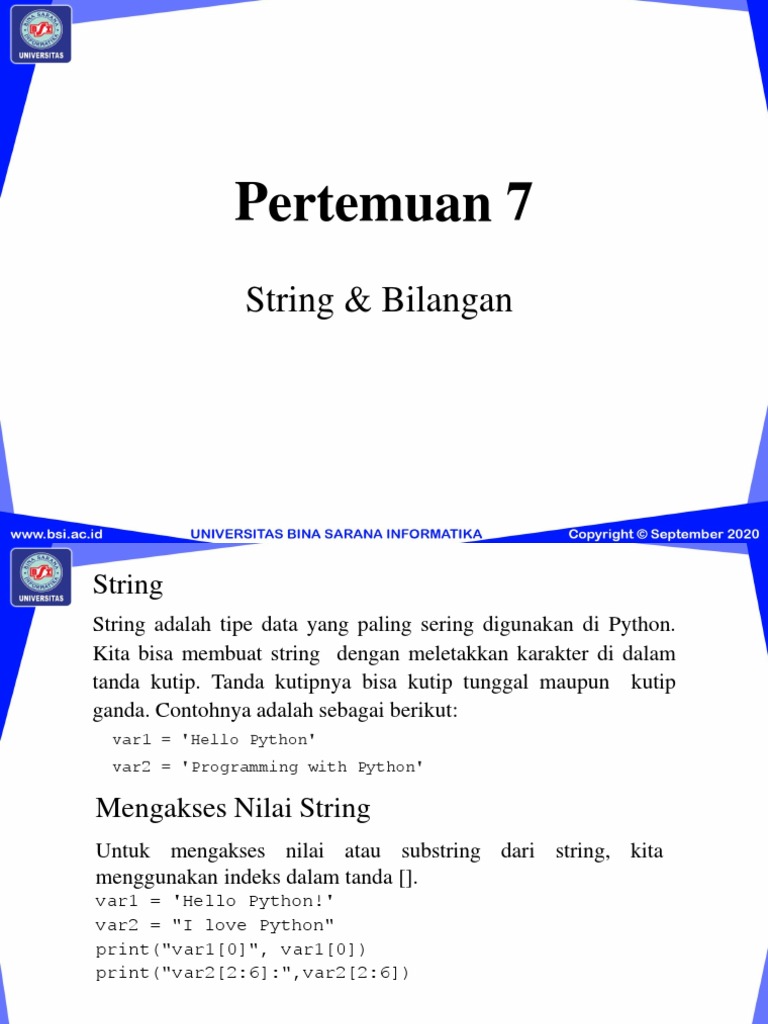 Pertemuan 7: String & Bilangan | PDF