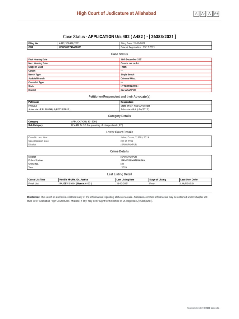 Case Status Search by Case Number PDF Constitutional Law Social