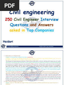 250 Civil Engineer Interview Questions and Answers Asked in Top