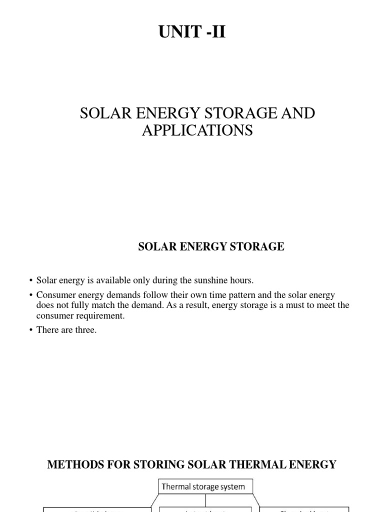 Unit - Ii: Solar Energy Storage and Applications | PDF | Photovoltaics ...